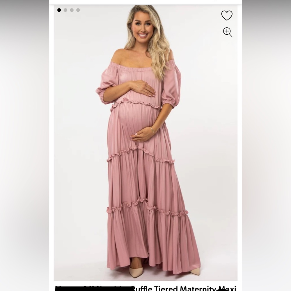 Off the shoulder ruffle tiered maternity maxi dress